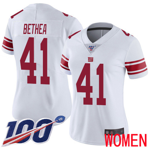 Women New York Giants #41 Antoine Bethea White Vapor Untouchable Limited Player 100th Season Football NFL Jersey